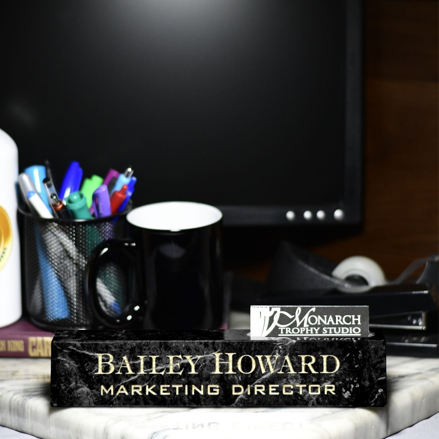 Marble Desk Wedge with Business Card Holder