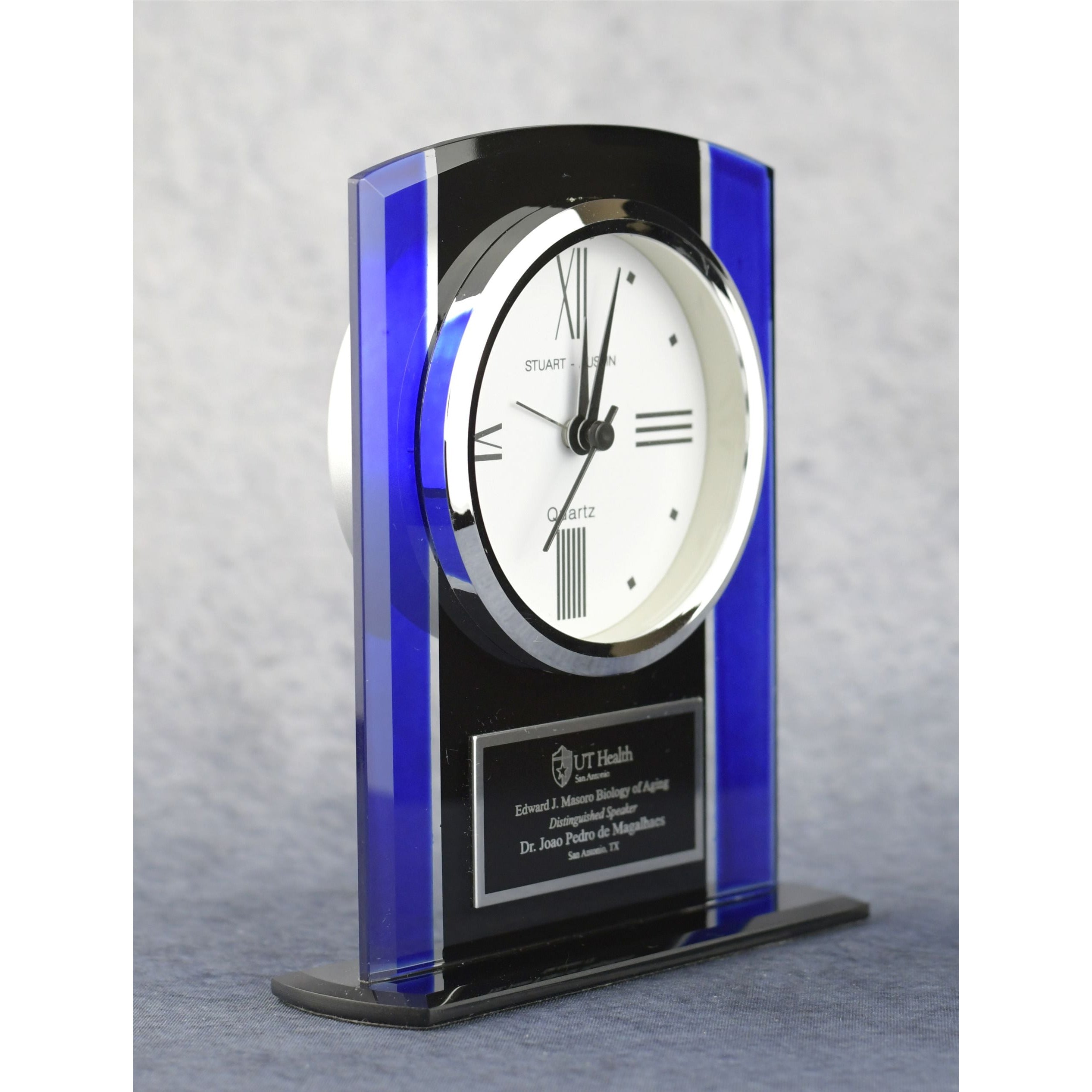 Economy Black and Blue Glass Clock